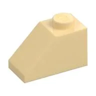 Brick Sloped 45° 2 x 1 with Bottom Pin, Tan