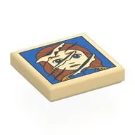Tile 2 x 2 with Sliced Portrait of Prince Adam Print, Tan
