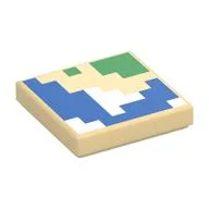 Tile 2 x 2 with Pixelated Map Print, Tan