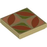 Tile 2 x 2 with Dark Orange, Olive Green, and Nougat Floor Tile Print, Tan