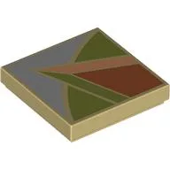 Tile 2 x 2 with Dark Orange, Olive Green, Nougat, and Sand Blue Floor Tile Print, Tan