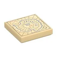 Tile 2 x 2 with Antarctica Map Print, Tan
