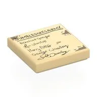 Tile 2 x 2 with Groove with Parchment, 'DUMBLEDORES ARMY', Names Print, Tan