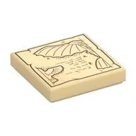 Tile 2 x 2 with Da Vinci Flying Machine Sketch Print, Tan