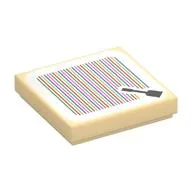 Tile 2 x 2 with Broom and Barcode Print (Sticker), Tan