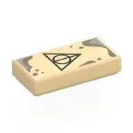 Tile 1 x 2 with Parchment, Deadly Hallows Sign Print, Tan