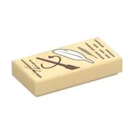 Tile 1 x 2 with Scroll, Feather, Wand Print, Tan