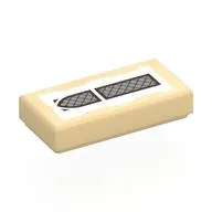 Tile 1 x 2 with Silver Arched Window on White Background Print, Tan