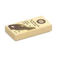 Tile 1 x 2 with Scroll/Parchment with Magic Missile Spell Print, Tan