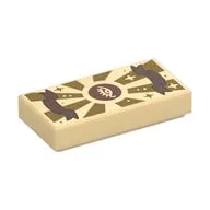Tile 1 x 2 with Scroll/Parchment with Invisibility Spell Print, Tan