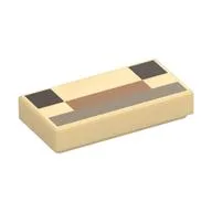 Tile 1 x 2 with Pixelated Dark Brown/Medium Nougat/Dark Tan Face Print, Tan