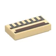 Tile 1 x 2 with Light Bluish Grey, Nougat, Dark brown Rectangles Print, Tan