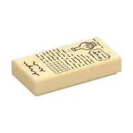 Tile 1 x 2 with Parchment, Flask, Notes Print, Tan