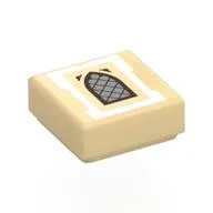 Tile 1 x 1 with Silver Arched Window, White Border Print, Tan