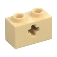 Technic Brick 1 x 2 with Axle Hole Type 1 [+ Opening] and Bottom Pin, Tan