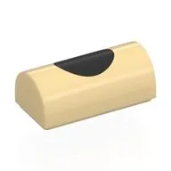 Brick Curved 1 x 2 x 2/3 Double Curved Top, No Studs with Black Circle Print, Tan