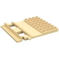 Duplo Train Track, Straight with 4 x 8 Plate on Side, Tan
