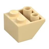 Brick Sloped Inverted 45° 2 x 2 [Ovoid Bottom Pin, Bar-sized Stud Holes], Tan
