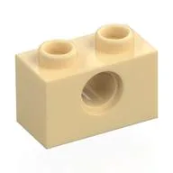 Technic Brick 1 x 2 [1 Pin Hole], Tan