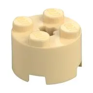 Brick Round 2 x 2 with Axle Hole, Tan