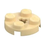 Plate Round 2 x 2 with Axle Hole Type 1 (+ Opening), Tan