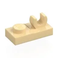 Plate Special 1 x 2, Top Clip [Open O], Tan