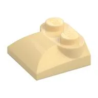Brick Curved 2 x 2 x 2/3 Two Studs and Curved Slope End, Tan