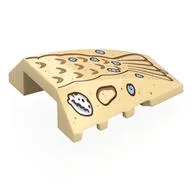 Brick Wedged, Curved 4 x 4 No Top Studs with Sand Mermaid Tail, Shells Print, Tan