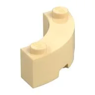 Brick Round Corner 3 x 3 Macaroni with 2 Studs, Tan