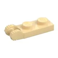 Hinge Plate 1 x 2 Locking with 2 Fingers On End, without Groove, 7 Teeth, Tan