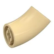 Brick Round 2 x 2 D. Tube with 45° Elbow and Axle Holes (Crossholes) at Each End [LONG], Tan