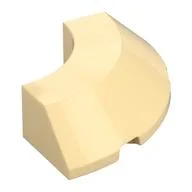 Brick Round Corner 4 x 4 x 1 with Bottom Cut Outs, No Studs, Flat Top, Tan