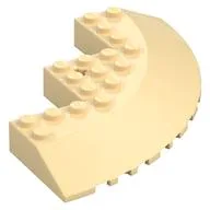 Brick Round Corner 10 x 10 with Slope 33° Edge, Axle Hole, Facet Cutout, Tan