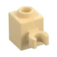 Brick Special 1 x 1 with Clip Vertical [Open O Clip, Hollow Stud], Tan