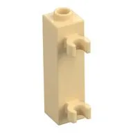 Brick Special 1 x 1 x 3 with 2 Clips Vertical [Hollow Stud, Open O Clips], Tan