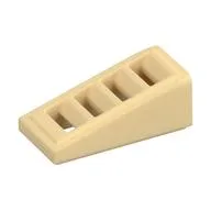 Brick Sloped 18° 2 x 1 x 2/3 with 4 Slots / Grate, Tan