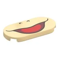 Tile Round 2 x 4 with Smiling Mouth (Iggy) Print, Tan