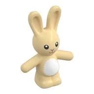 Animal, Rabbit / Bunny with Face and White Fur Print, Tan