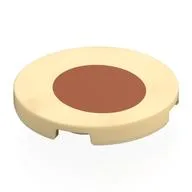 Tile Round 3 x 3 with Reddish Brown Dot Print, Tan