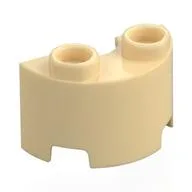 Brick Round, Half 1 x 2, Tan