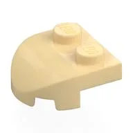 Brick Wedged, Rounded 2 x 2 with Curved Front, 2 Studs, Tan