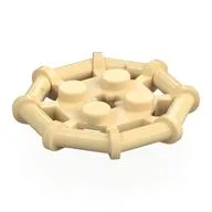 Plate Special 2 x 2 with Bar Frame Octagonal, Reinforced, Completely Round Studs, Tan