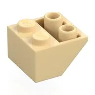 Brick Sloped Inverted 45° 2 x 2 [Round Hollow Bottom Pin, Bar-sized Stud Holes], Tan