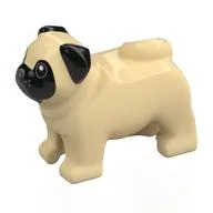 Animal, Dog Pug with Black Face, Ears Print, Tan