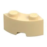 Brick Round Corner 2 x 2 Macaroni with Stud Notch and Reinforced Underside [New Style], Tan