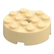Brick Round 4 x 4 Centre Hole, Tan