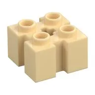 Brick Special 2 x 2 with Grooves and Axle Hole, Tan