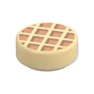 Tile Round 1 x 1 with Waffle, Dark Orange Edges Print, Tan