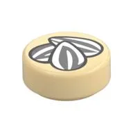 Tile Round 1 x 1 with Sunflower Seeds Print, Tan