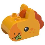 Duplo Brick 2 x 4 x 2 Ears and Mane with Horse Face Print, Bright Light Orange